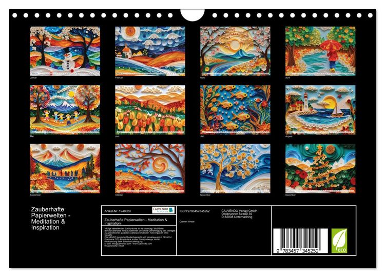 Produktbild: Zauberhafte Papierwelten - Meditation & Inspiration (Wandkalender 2026 DIN A4 quer), CALVENDO Monatskalender