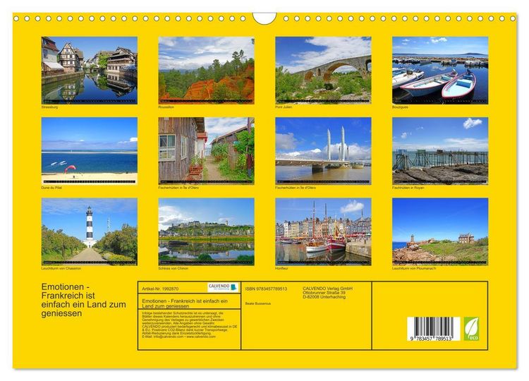 Produktbild: Emotionen - Frankreich ist einfach ein Land zum geniessen (Wandkalender 2026 DIN A3 quer), CALVENDO Monatskalender