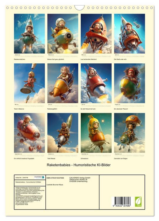 Produktbild: Raketenbabies - Humoristische KI-Bilder (Wandkalender 2026 DIN A3 hoch), CALVENDO Monatskalender