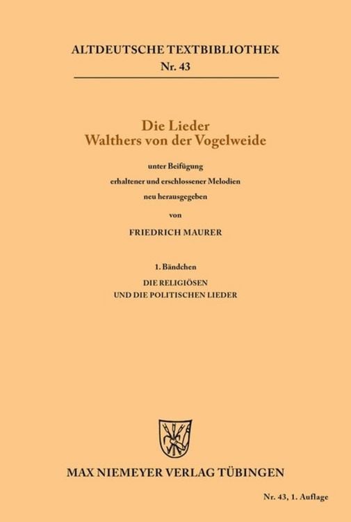 Produktbild: Die Lieder Walthers von der Vogelweide