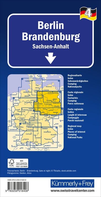 Produktbild: K&uuml;mmerly+Frey Regional-Strassenkarte 4 Berlin Brandenburg 1:275.000
