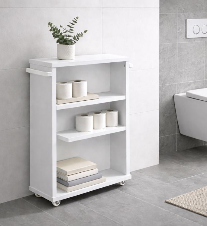 Produktbild: Holz Badschrank Nischenregal Nilari 61 x 20 x 45