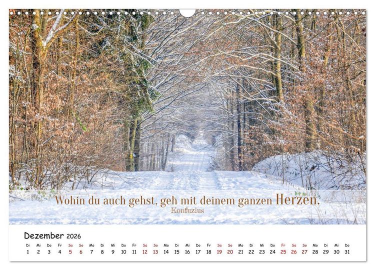 Produktbild: Lebensweisheiten, motivierende Spr&uuml;che und kluge Zitate mit Bildern der Natur (Wandkalender 2026 DIN A3 quer), CALVENDO Monatskalender