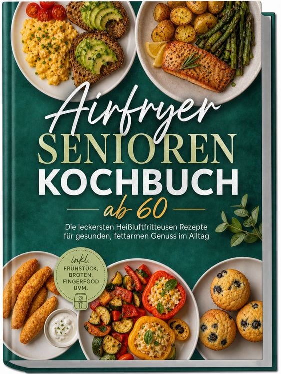 Produktbild: Airfryer Senioren Kochbuch ab 60: Die leckersten Hei&szlig;luftfritteusen Rezepte f&uuml;r gesunden, fettarmen Genuss im Alltag &ndash; inkl. Fr&uuml;hst&uuml;ck, Broten, Fingerfood uvm.