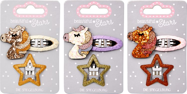 Produktbild: Haarclips Glitzerpferde no.3 - beautiful Stars, sort.i.D.