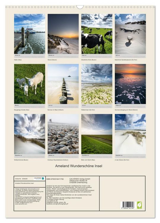 Produktbild: Ameland Wundersch&ouml;ne Insel (Wandkalender 2026 DIN A2 hoch), CALVENDO Monatskalender
