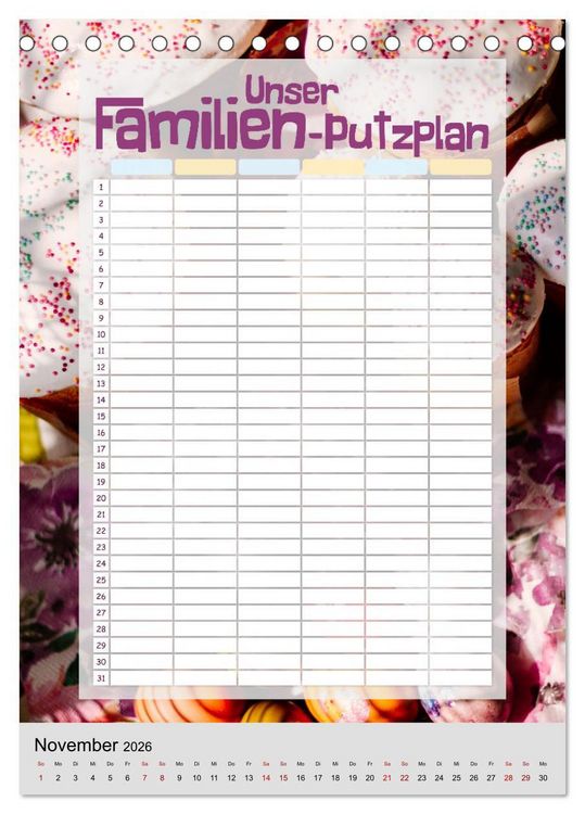 Produktbild: Unser Familien-Putzplan & Kalender 2026 (Tischkalender 2026 DIN A5 hoch), CALVENDO Monatskalender