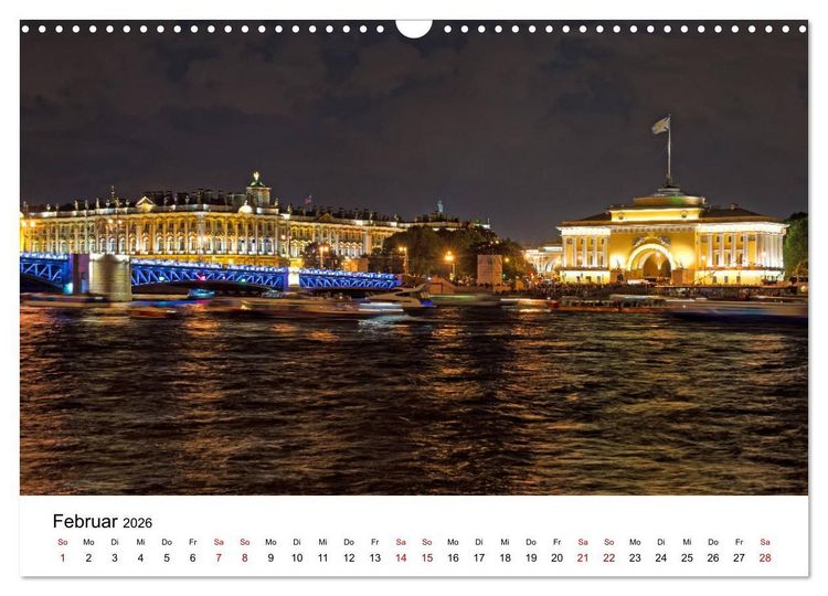 Produktbild: St. Petersburg bei Nacht (Wandkalender 2026 DIN A3 quer), CALVENDO Monatskalender