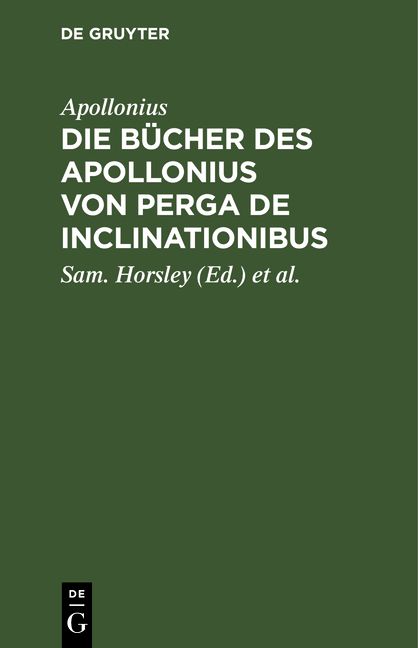 Produktbild: Die B&uuml;cher des Apollonius von Perga De Inclinationibus