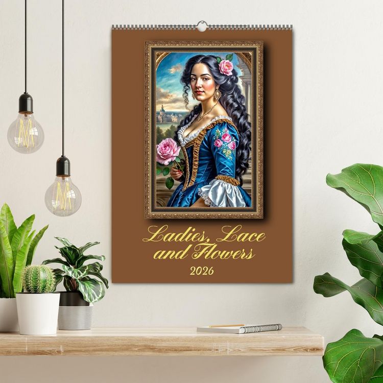 Produktbild: Ladies, Lace and Flowers (Wall Calendar 2026 DIN A2 portrait), CALVENDO 12 Month Wall Calendar