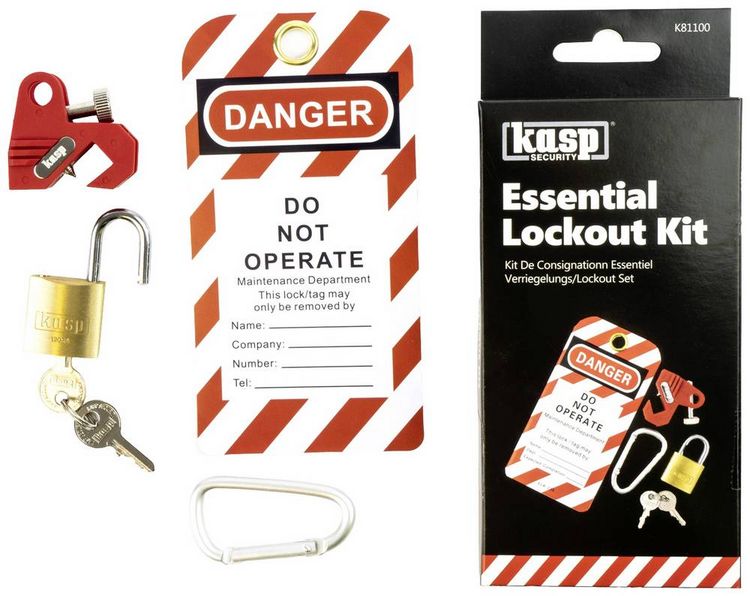 Produktbild: Kasp K81100 Verriegelungs-/Lockout-Set 145mm Messing, Silber Schl&uuml;sselschloss