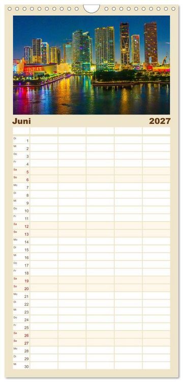 Produktbild: Familienplaner 2027 - Sehnsuchtsh&auml;fen in der Nacht mit 5 Spalten (Wandkalender, 21 x 45 cm) CALVENDO