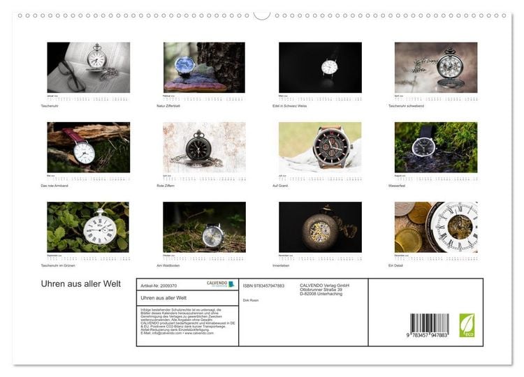 Produktbild: Uhren aus aller Welt (hochwertiger Premium Wandkalender 2026 DIN A2 quer), Kunstdruck in Hochglanz