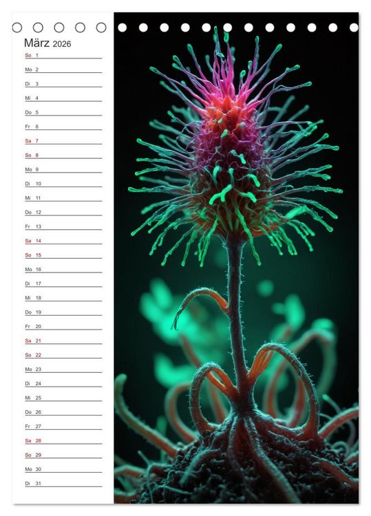 Produktbild: Leuchtende Mikroflora (Tischkalender 2026 DIN A5 hoch), CALVENDO Monatskalender