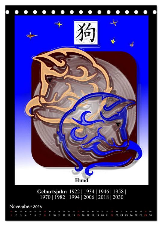 Produktbild: Chinesisches Horoskop (Tischkalender 2026 DIN A5 hoch), CALVENDO Monatskalender