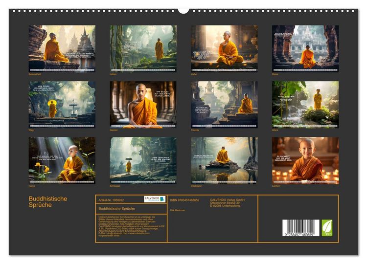 Produktbild: Buddhistische Spr&uuml;che (hochwertiger Premium Wandkalender 2026 DIN A2 quer), Kunstdruck in Hochglanz