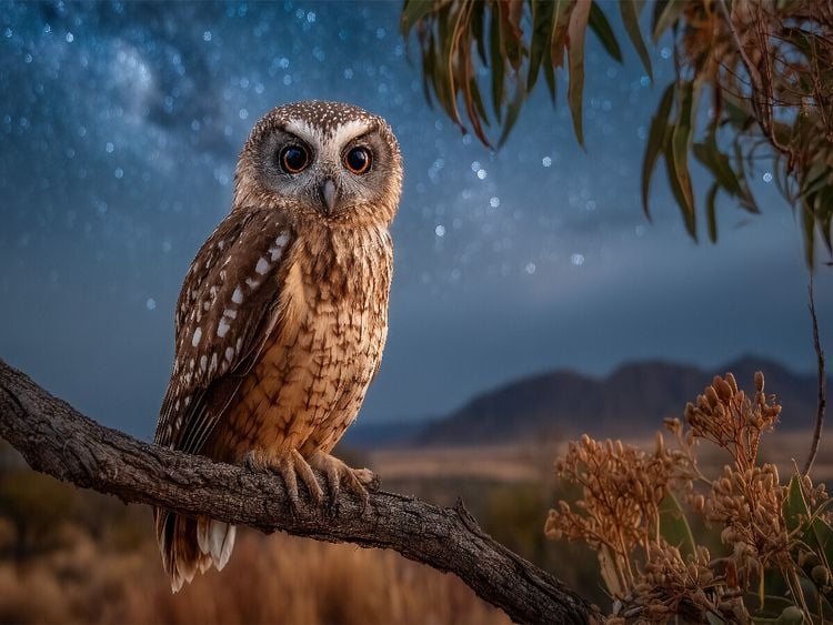 Produktbild: CALVENDO Puzzle Eule unter dem Sternenhimmel | 1000 Teile Lege-Gr&ouml;&szlig;e 64x48cm Foto-Puzzle f&uuml;r gl&uuml;ckliche Stunden