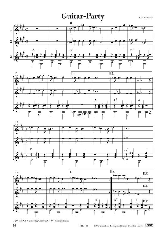 Produktbild: 100 wunderbare Solos, Duette und Trios f&uuml;r Gitarre