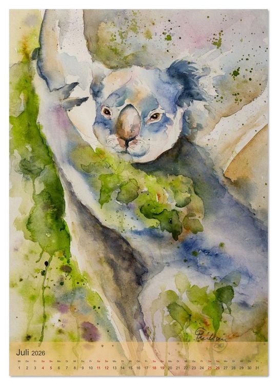 Produktbild: Tiere in Aquarell portraitiert (Wandkalender 2026 DIN A3 hoch), CALVENDO Monatskalender