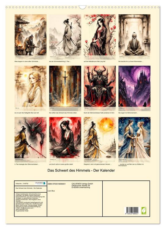 Produktbild: Das Schwert des Himmels - Der Kalender (Wandkalender 2026 DIN A2 hoch), CALVENDO Monatskalender