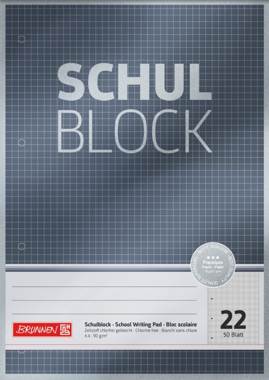 Produktbild: Brunnen Schulblock A4 Lin22 50Bl Premium