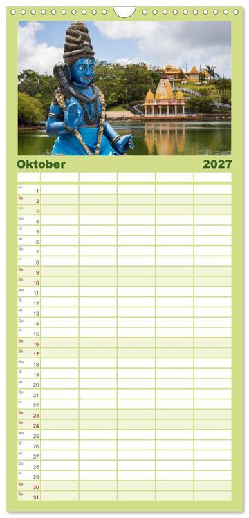 Produktbild: Familienplaner 2027 - Trauminseln der Welt - Mauritius mit 5 Spalten (Wandkalender, 21 x 45 cm) CALVENDO