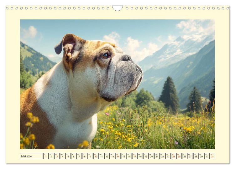 Produktbild: Bulldogs on Tour. Urlaubsreif und schnaufend zum Gipfelgl&uuml;ck (Wandkalender 2026 DIN A3 quer), CALVENDO Monatskalender