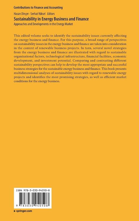 Produktbild: Sustainability in Energy Business and Finance