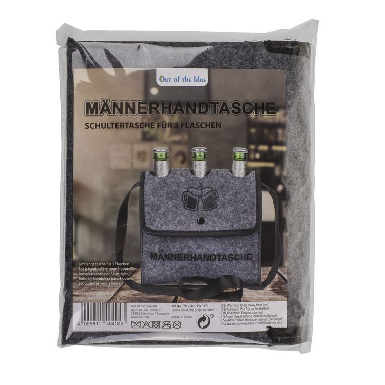 Produktbild: M&auml;nnerhandtasche f&uuml;r 3 Flaschen grau