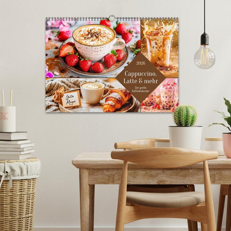 Produktbild: Cappuccino, Latte und mehr - Der gro&szlig;e Kaffeekalender (Wandkalender 2026 DIN A3 quer), CALVENDO Monatskalender