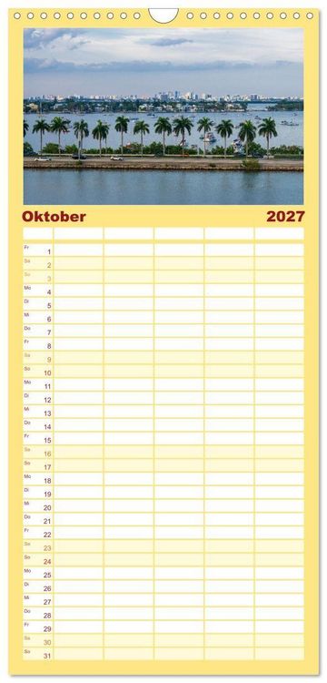 Produktbild: Familienplaner 2027 - Kunterbuntes Miami mit 5 Spalten (Wandkalender, 21 x 45 cm) CALVENDO