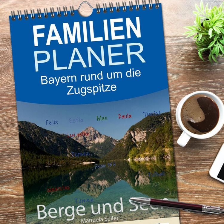 Produktbild: Familienplaner 2026 - Berge und Seen rund um die Zugspitze mit 5 Spalten (Wandkalender, 21 x 45 cm) CALVENDO