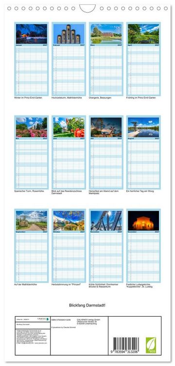 Produktbild: Familienplaner 2027 - Blickfang Darmstadt! mit 5 Spalten (Wandkalender, 21 x 45 cm) CALVENDO