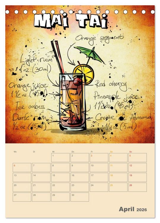 Produktbild: Coole Cocktails (Tischkalender 2026 DIN A5 hoch), CALVENDO Monatskalender