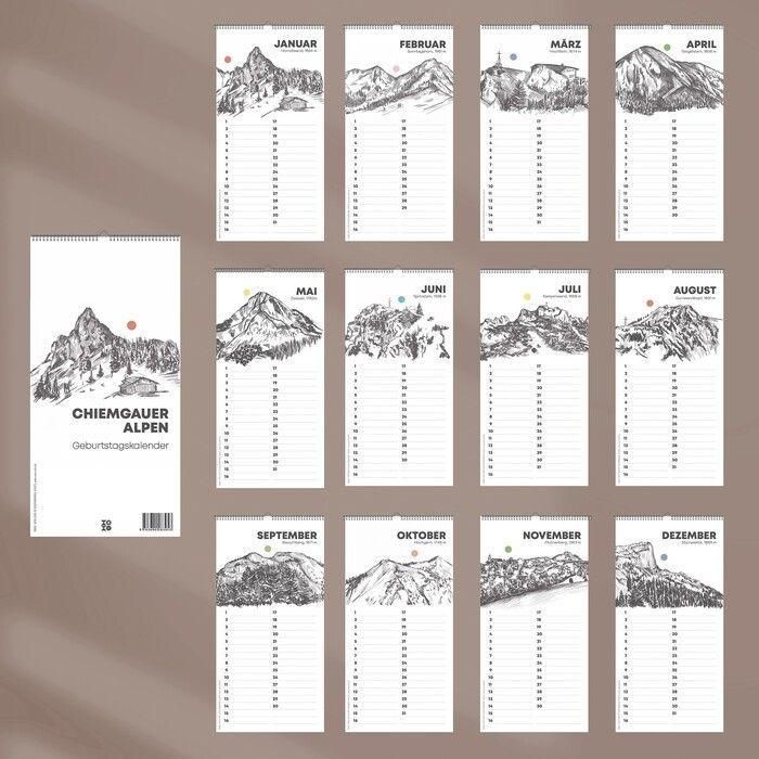 Produktbild: Kleiner Geburtstagskalender "Chiemgauer Alpen", ohne Jahreszahl