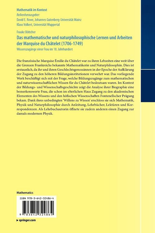 Produktbild: Das mathematische und naturphilosophische Lernen und Arbeiten der Marquise du Ch&acirc;telet (1706-1749)