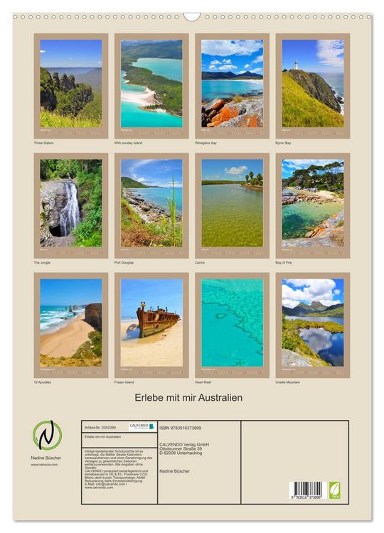 Produktbild: Erlebe mit mir Australien (Wandkalender 2026 DIN A2 hoch), CALVENDO Monatskalender