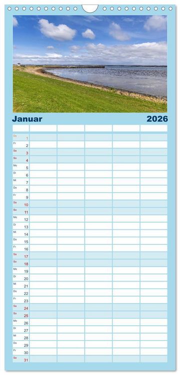 Produktbild: Familienplaner 2026 - Inselbilder Amrum mit 5 Spalten (Wandkalender, 21 x 45 cm) CALVENDO