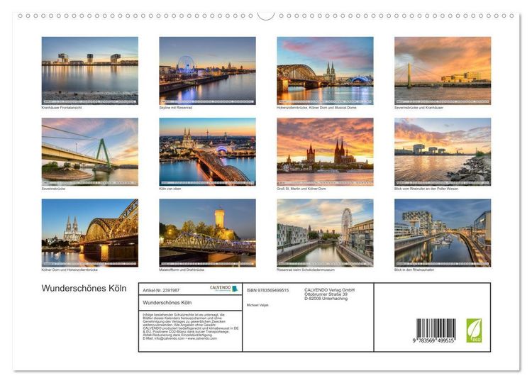 Produktbild: Wundersch&ouml;nes K&ouml;ln (hochwertiger Premium Wandkalender 2027 DIN A2 quer), Kunstdruck in Hochglanz