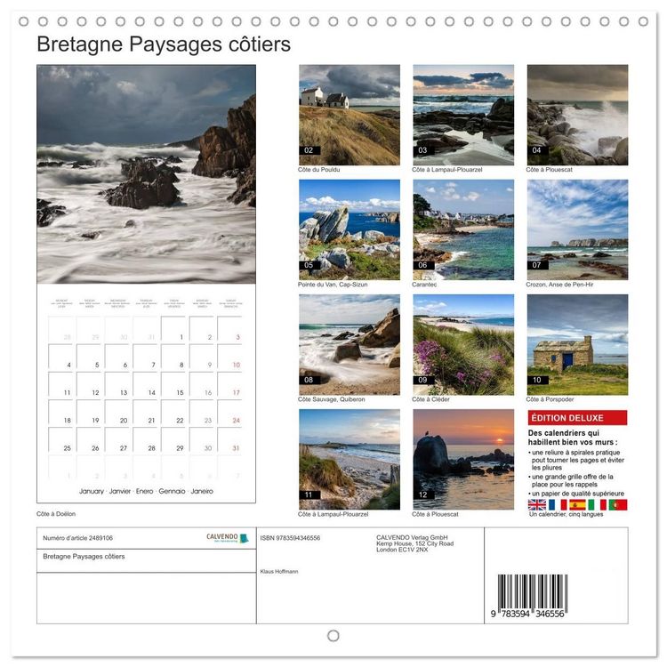Produktbild: Bretagne Paysages c&ocirc;tiers (Calendrier mural carr&eacute; 2027 30x30 cm) Calendrier double avec une page pour vos prises de notes