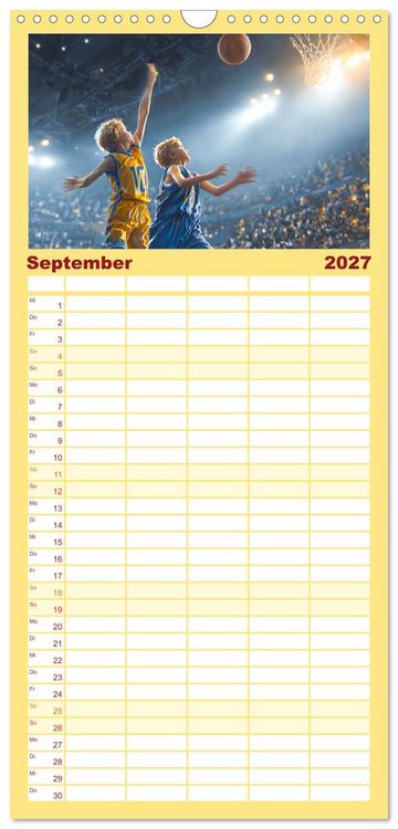 Produktbild: Familienplaner 2027 - Basketball - Kids in Action mit 5 Spalten (Wandkalender, 21 x 45 cm) CALVENDO
