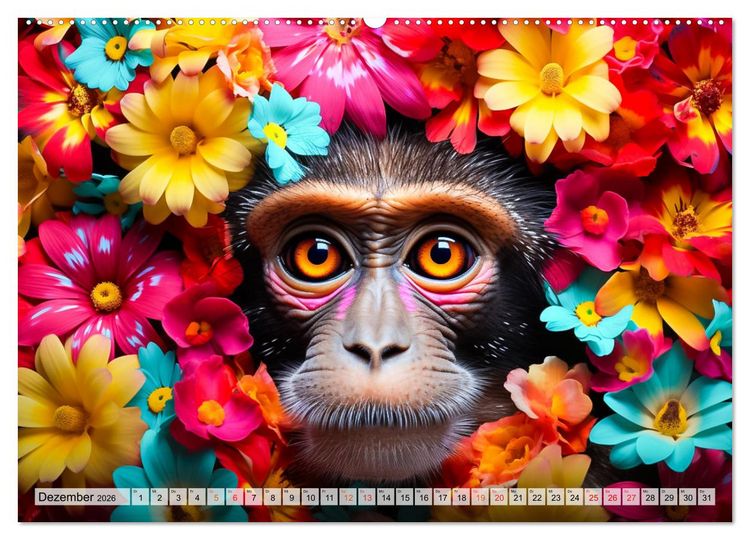 Produktbild: Animal Art - Tiere und Blumen (Wandkalender 2026 DIN A2 quer), CALVENDO Monatskalender