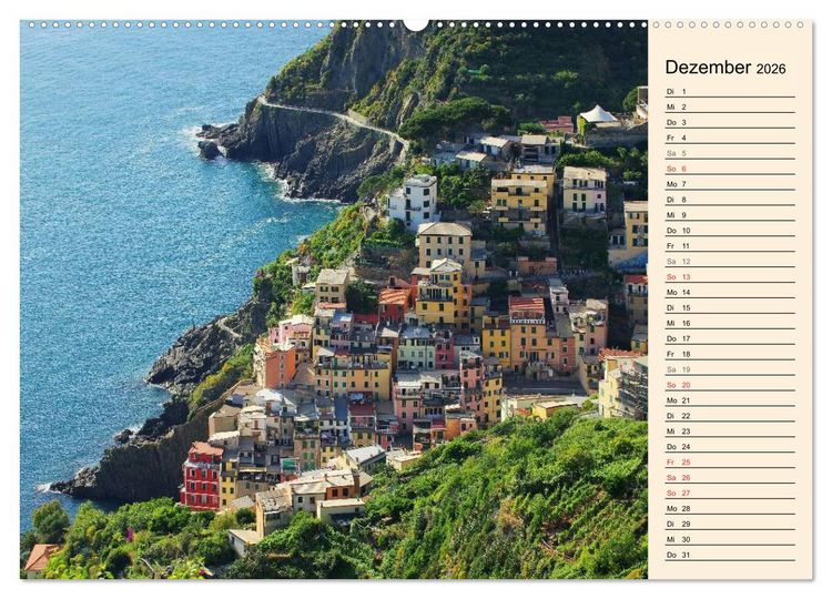Produktbild: Cinque Terre - Malerische, vertr&auml;umte D&ouml;rfer an der ligurischen K&uuml;ste (Wandkalender 2026 DIN A2 quer), CALVENDO Monatskalender