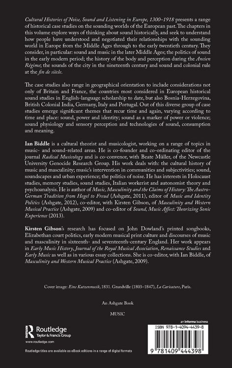 Produktbild: Cultural Histories of Noise, Sound and Listening in Europe, 1300-1918