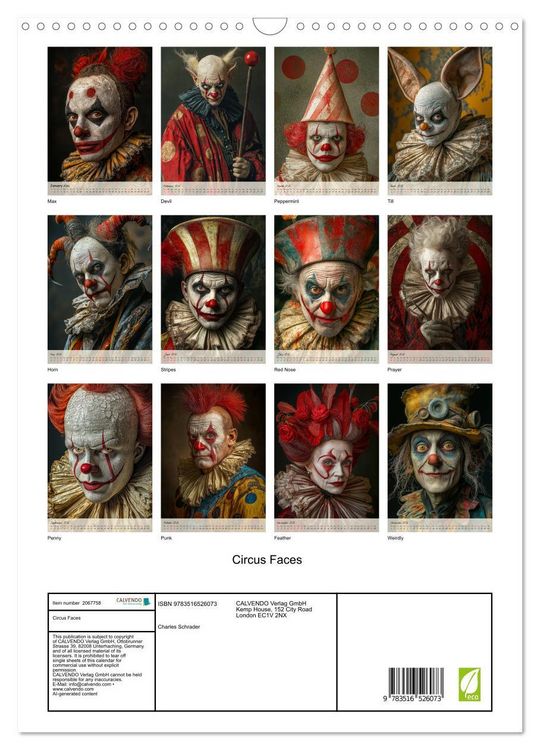 Produktbild: Circus Faces (Wall Calendar 2026 DIN A3 portrait), CALVENDO 12 Month Wall Calendar