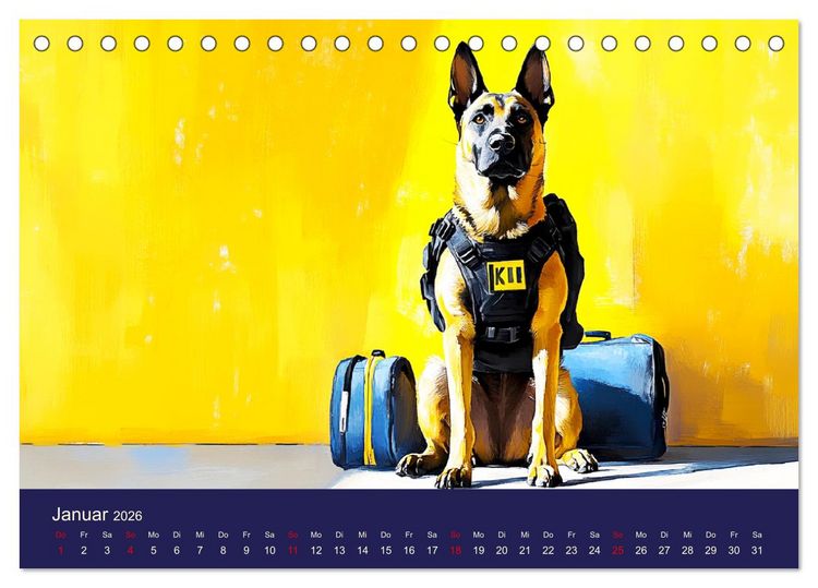 Produktbild: Loyaler Malinois. Belgische Sch&auml;ferhunde im Aquarell-Stil (Tischkalender 2026 DIN A5 quer), CALVENDO Monatskalender