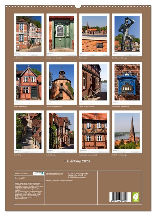 Produktbild: Lauenburg 2026 (hochwertiger Premium Wandkalender 2026 DIN A2 hoch), Kunstdruck in Hochglanz
