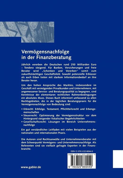 Produktbild: Verm&ouml;gensnachfolge in der Finanzberatung