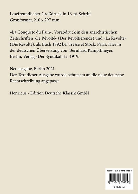 Produktbild: Die Eroberung des Brotes (Gro&szlig;druck)