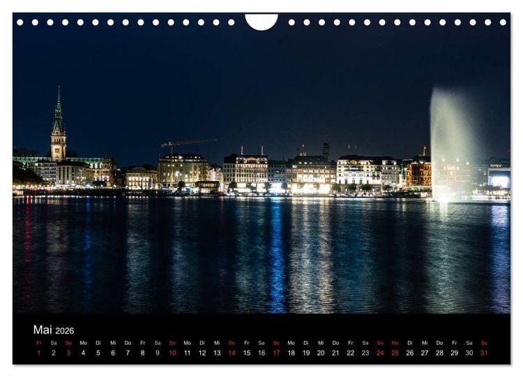 Produktbild: Hamburg - N&auml;chtliche Impressionen (Wandkalender 2026 DIN A4 quer), CALVENDO Monatskalender